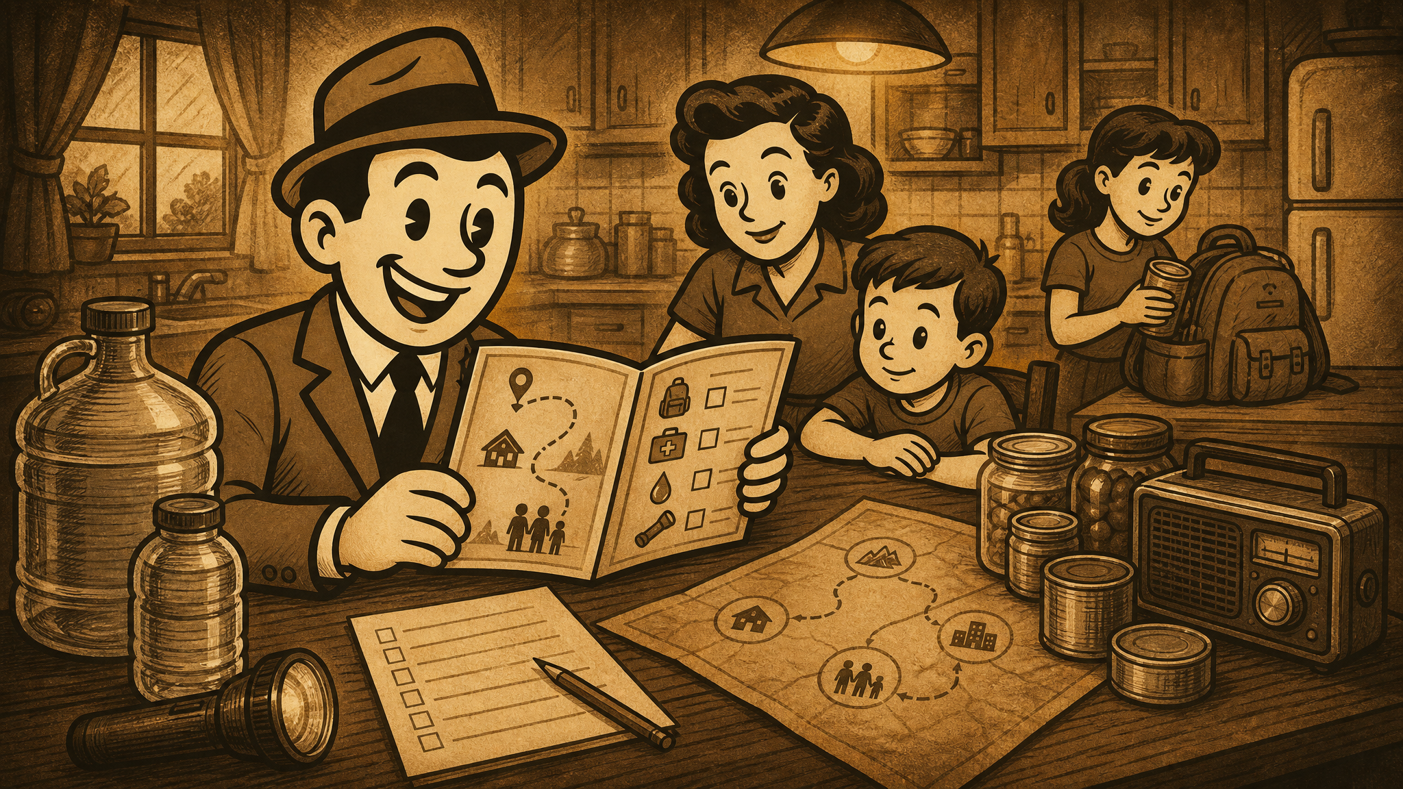 Defeat History guide helping a family choose a calm first preparedness step